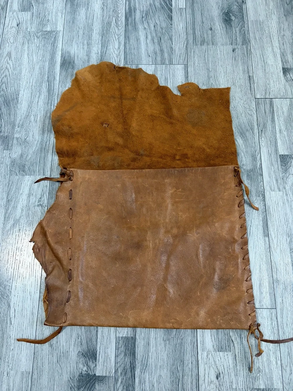 Ralph Lauren Double RL Brown Leather Artisanal Bag with Hair Tassel Concho RRL